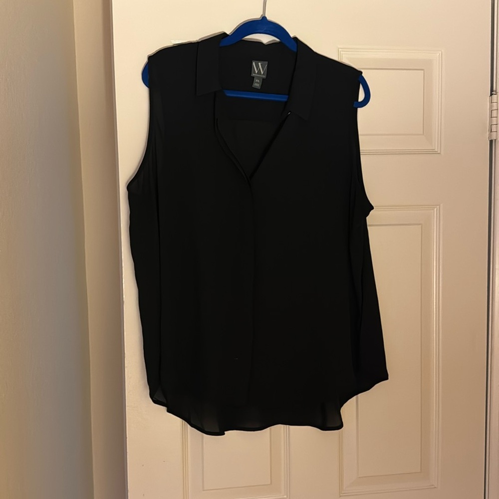Worthingtin black sleeveless collar work top xxl